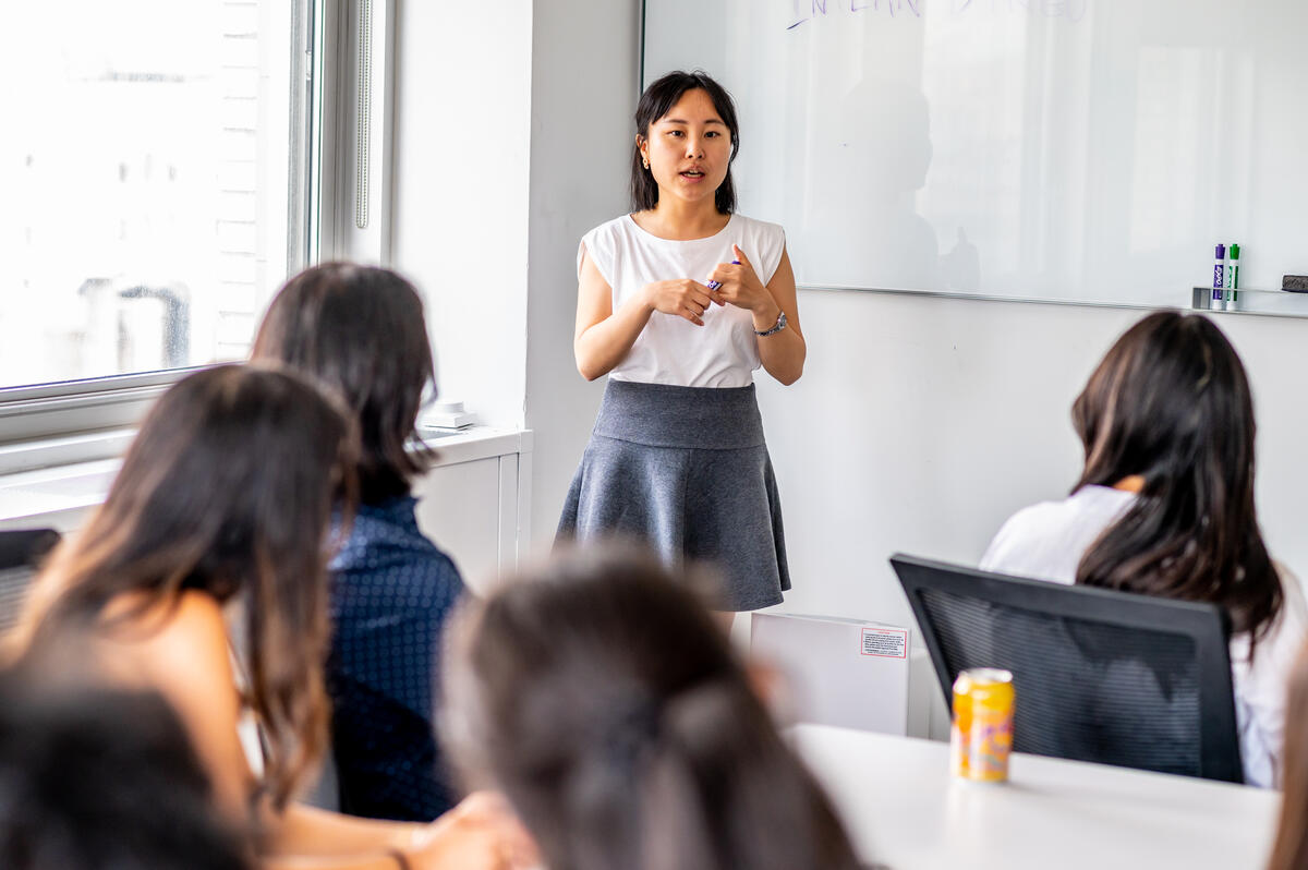 EDF interns holding a meeting.